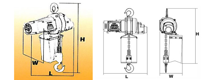 DU-825迷你環(huán)鏈電動葫蘆結(jié)構尺寸圖