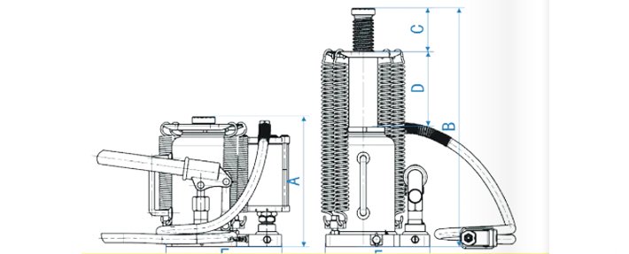 LHQYL-S兩用型氣動液壓千斤頂尺寸圖 LHQYL-S兩用型氣動液壓千斤頂尺寸圖