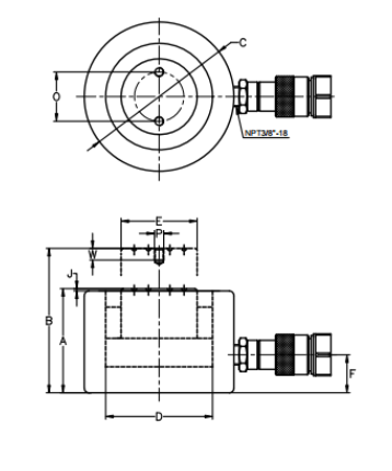 LSSB薄型液壓千斤頂結(jié)構(gòu)尺寸圖片